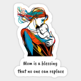 Mom and little baby in a hug Sticker